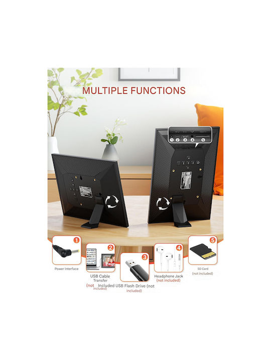 Ramă Foto Digitală 10.1 Inch Ips 1280 X 800 Fără Wifi Telecomandă Suportă Usb 128 Gb Card Sd Rotire Automată Foto Muzică Player Video