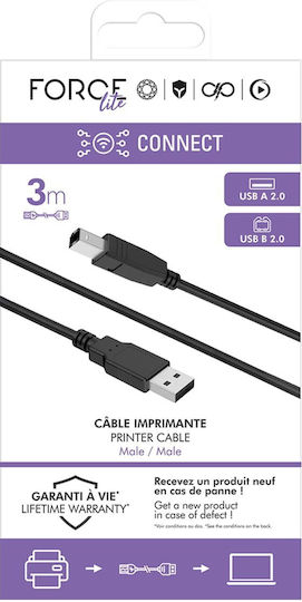Force Power Cablu Usb-b La Usb-a 2.0 Pentru Imprimantă 3m Negru