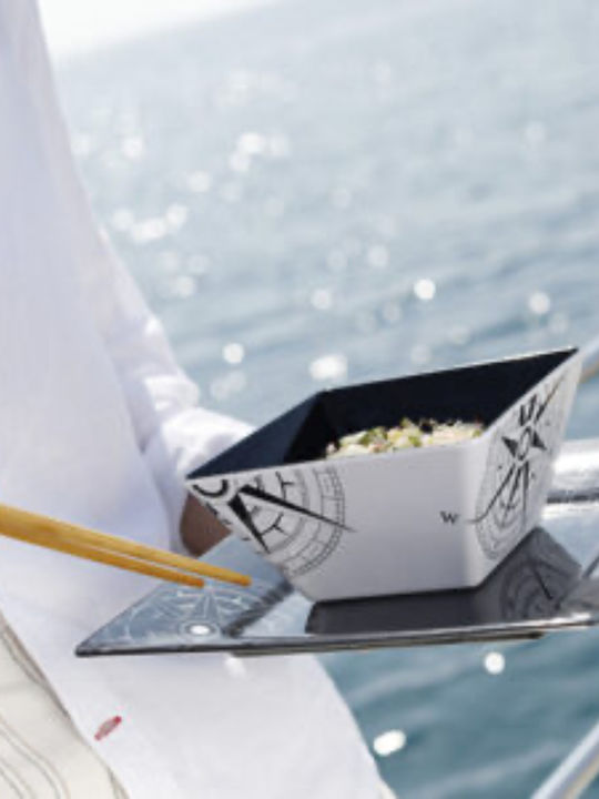 Marine Business Shallow Square Serving Plate from Melamine 6 Pieces