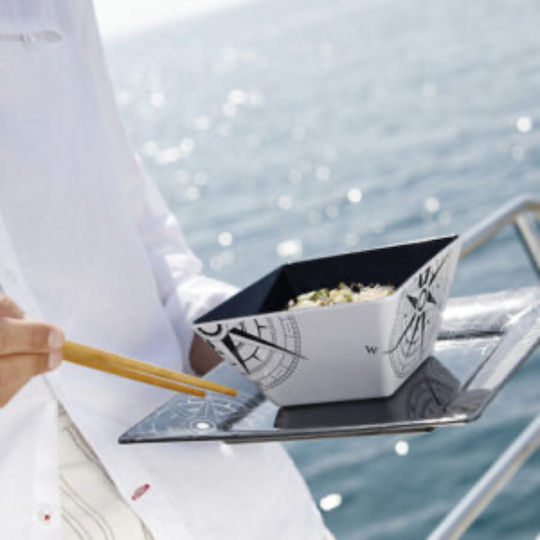 Marine Business Shallow Square Serving Plate from Melamine 6 Pieces
