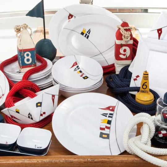 Marine Business Regata Servierplatten und Schüsseln Untiefe aus Melamin 6 Stück
