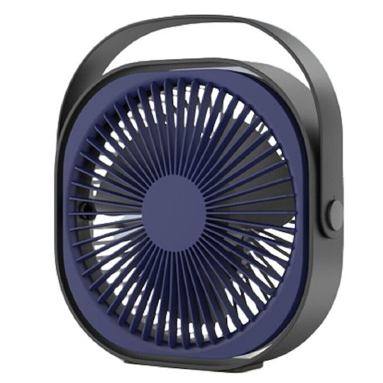 Ventilator Mini Usb De Birou Alista Home Rotire 360 Grade 3 Viteze 1500 Ma 13.5 X 12.8 Albastru