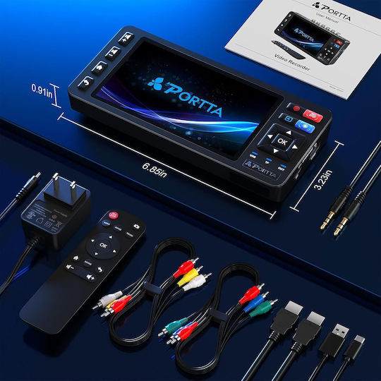 Placă de Captură Video 1080p – Digitalizare Casete Video Grabber Vhs Vcr Hi8 Minidv Dvr Dvd Camere Video Console de Jocuri Alte Dispozitive în Format Digital Suportă Intrări Av Ypbpr Aux Stocare Usb Afișaj Telecomandă