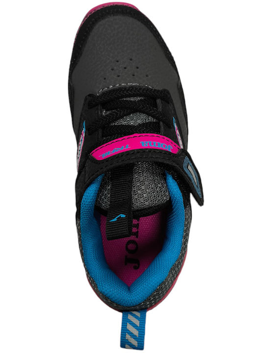 Tundra Jr Kids Sports Shoes Running with Hoop & Loop Closure Black