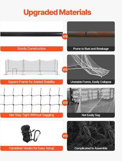 Baseball Cage Vevor Portable Baseball Cage 12000 X 3680 X 3100 Mm Batting Cages 45-ply Knotted Hdpe & Long Mounting Ropes Baseball Cage Net Indoor Outdoor Spaces