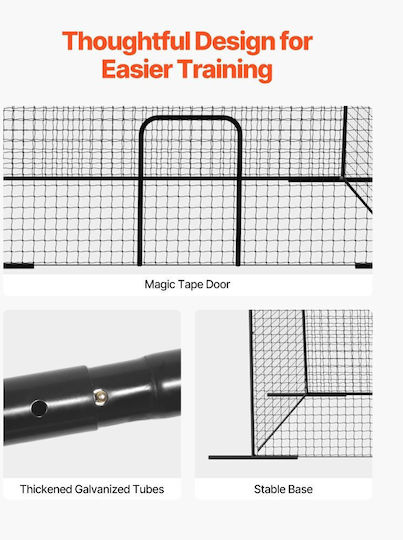 Baseball Cage Vevor Portable Baseball Cage 12000 X 3680 X 3100 Mm Batting Cages 45-ply Knotted Hdpe & Long Mounting Ropes Baseball Cage Net Indoor Outdoor Spaces