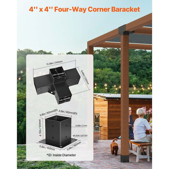 Vevor Wooden Base for Garden Pergolas 2 Pieces