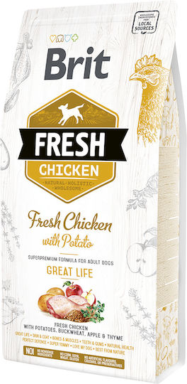 Brit Fresh Chicken Great Life 2.5kg Dry Food Grain-Free for Adult Dogs with Chicken and Potatoes