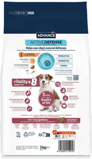 Affinity Advance Senior Mini 3kg Ξηρά Τροφή για Ηλικιωμένους Σκύλους Μικρόσωμων Φυλών με Κοτόπουλο και Ρύζι