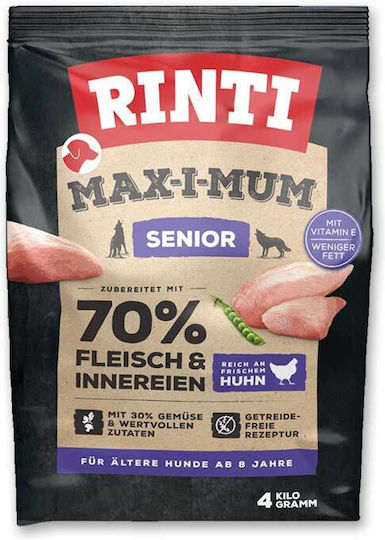 Rinti Max-i-Mum Senior 4kg Ξηρά Τροφή χωρίς Σιτηρά για Ηλικιωμένους Σκύλους με Κοτόπουλο