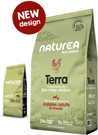 Naturea Naturals Terra 2kg Trockenfutter ohne Gluten für erwachsene Hunde mit Huhn
