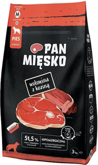 Pan Miesko 3kg Dry Food for Adult Dogs with Beef