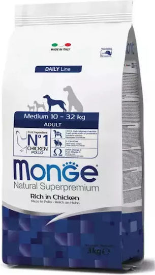 Monge Daily Line Medium 3kg Dry Food for Adult Medium Breed Dogs with Chicken