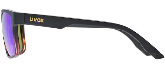 Uvex Cycling Glasses with Black Frame and Mirror Lenses