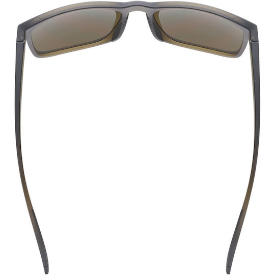 Uvex Cycling Glasses With Brown Frame And Dark Mirror Lenses