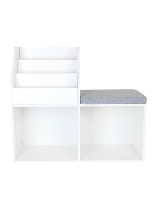 Floor Bookcase Wooden White 72x79x31cm
