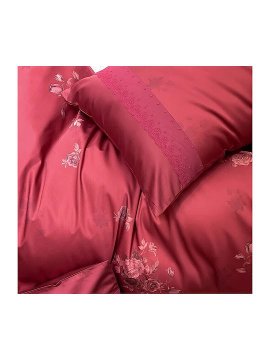4 Seasons Collection Duvet Cover Set Queen 220x240cm 2 Pillowcases & 1 Bed Sheet Burgundy