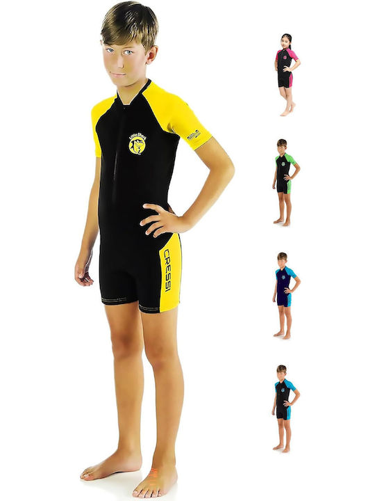 CressiSub Little Shark Kids Playsuit Wetsuit with Zip Black/Yellow 2mm