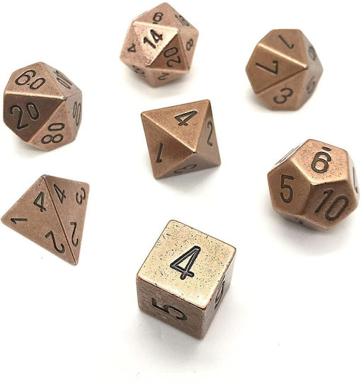 Chessex Metal Polyhedral Old Brass 7-dice Set