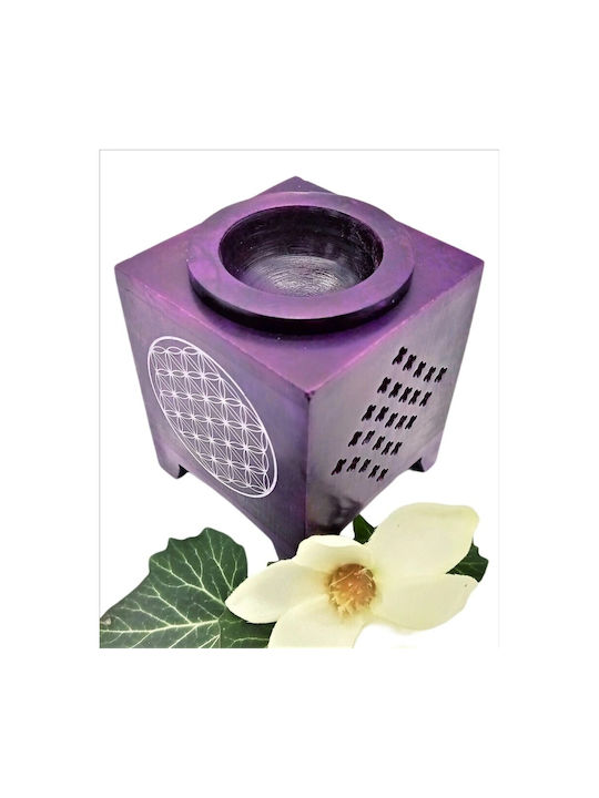 Aromatic Essential Oil Burner Soapstone Flower Life Violet XL 12cm