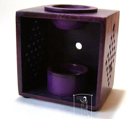 Aromatic Essential Oil Burner Soapstone Flower Life Violet XL 12cm