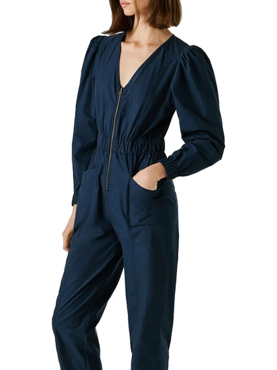 Women's Long Sleeve Blue One-piece Jumpsuit