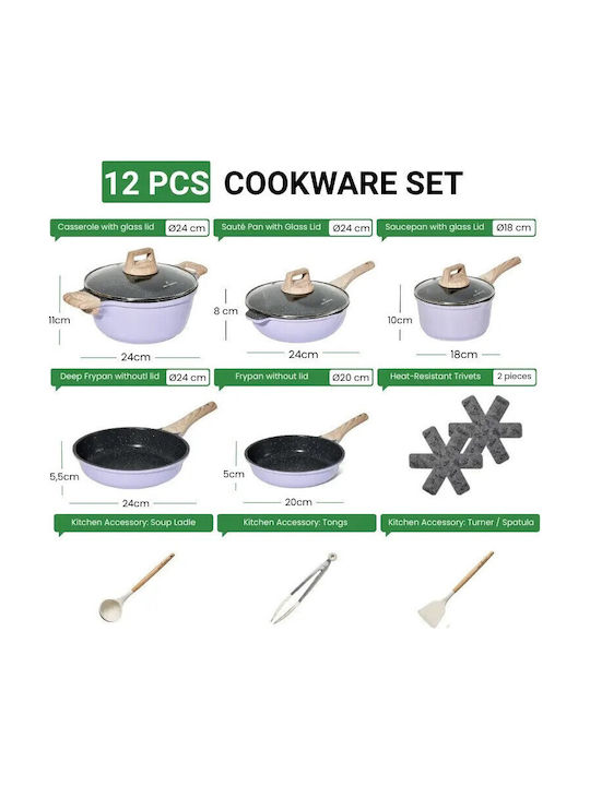 Just Perfecto Just Perfecto Σετ Kochgeschirr-Set mit Stein Innenbeschichtung 13 Teile