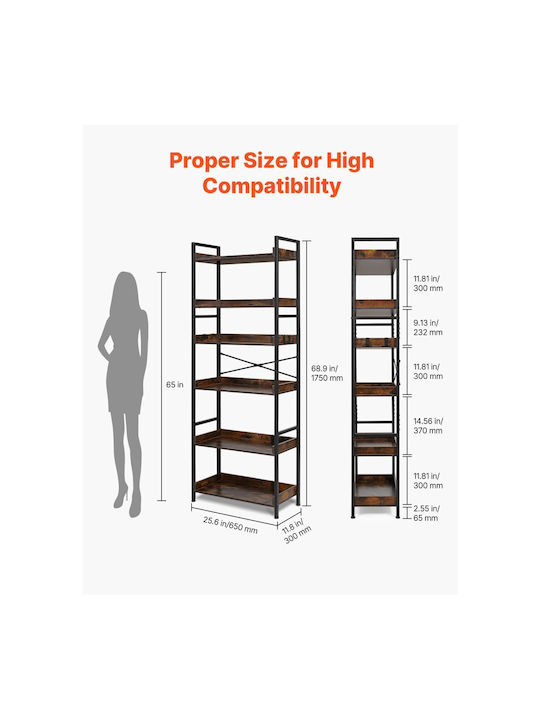 Brown Bookcase 30x65x175cm