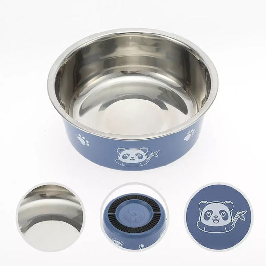 Denik Pets Lăbuțe Bol De Mâncare Din Oțel Inoxidabil Pentru Câine Și Pisică Albastru