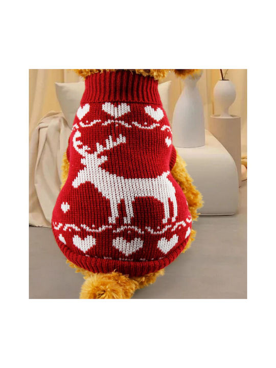 Weihnachtlicher Strickpullover Rentier Rot 30cm Länge Rücken 30cm