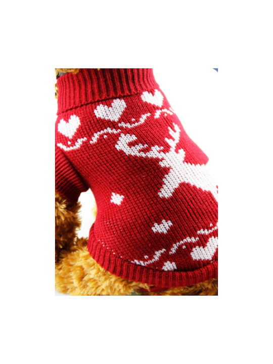 Weihnachtlicher Strickpullover Rentier Rot 35cm Länge Rücken