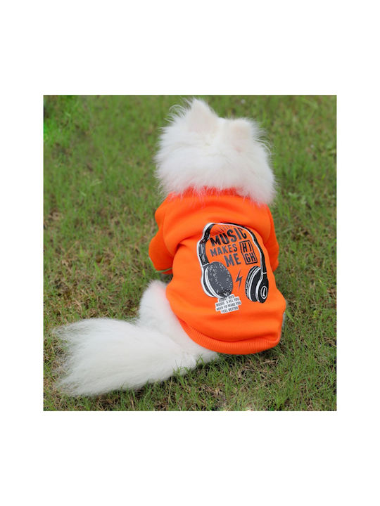 Music Makes Me High Sweatshirt Hund in Orange Farbe 40cm.