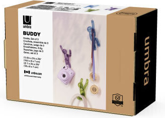 Umbra Polyresin Blue Wall Hanger 7.6x16.5x7.6cm 3 Pieces