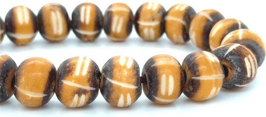 Kompologadiko Graven Worry Beads with 33 Beads Made of Brown Camel Bone