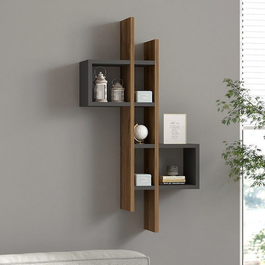 Ράφι Garel Καρυδί-ανθρακί 53.8x19.6x108εκ.