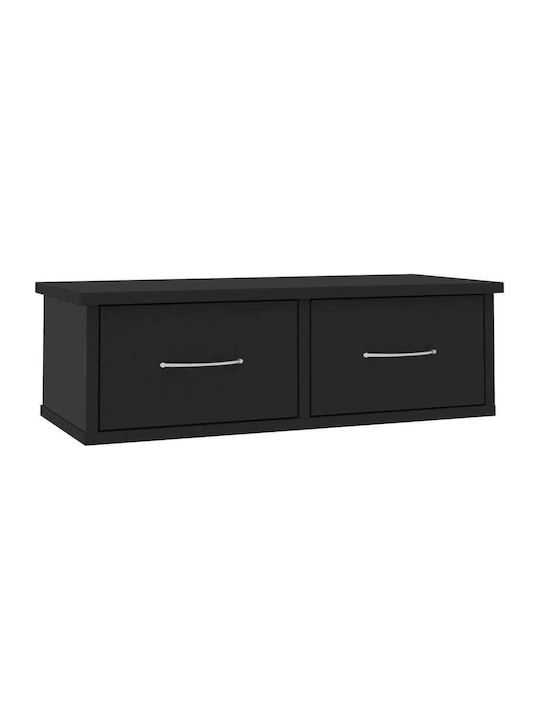 Стенен Черен Рафтове 60x26x18.5см