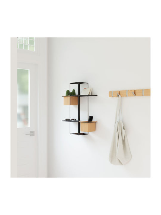 Regal Wand Cubist Schwarz 48x64x16cm