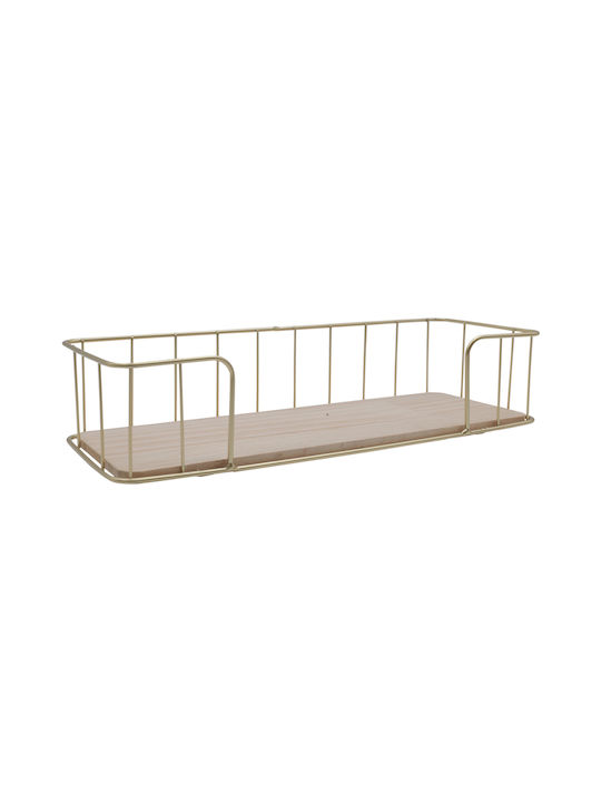 Shelf Wall Gold / Light Oak 35x14x8cm