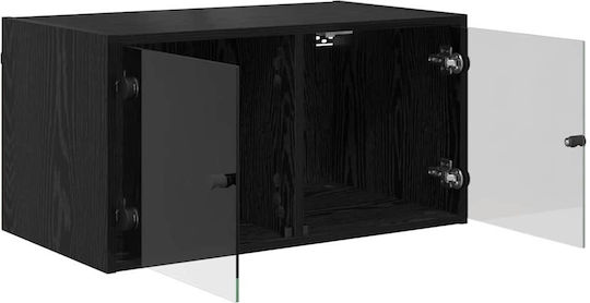 Wall Living Room Cabinet Made of Particle Board Black Oak 68x37x35cm