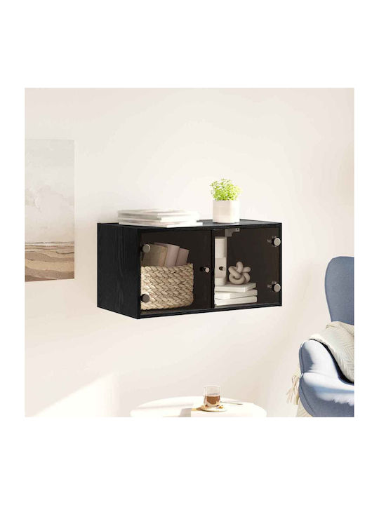 Wall Living Room Cabinet Made of Particle Board Black Oak 68x37x35cm
