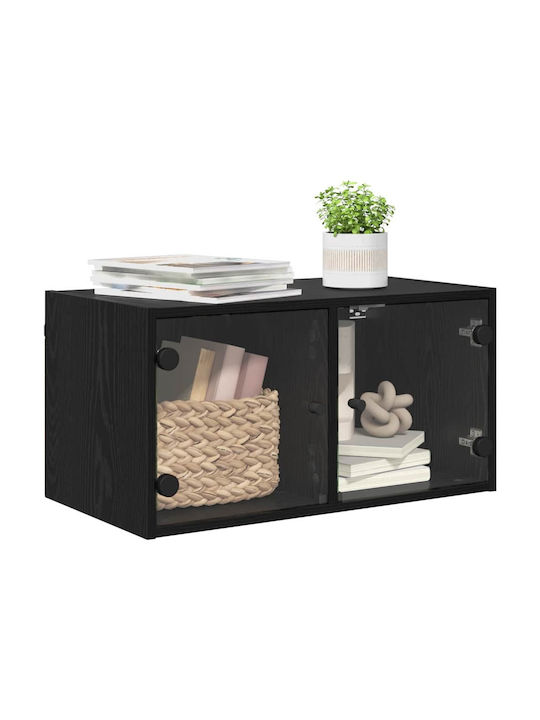 Wall Living Room Cabinet Made of Particle Board Black Oak 68x37x35cm