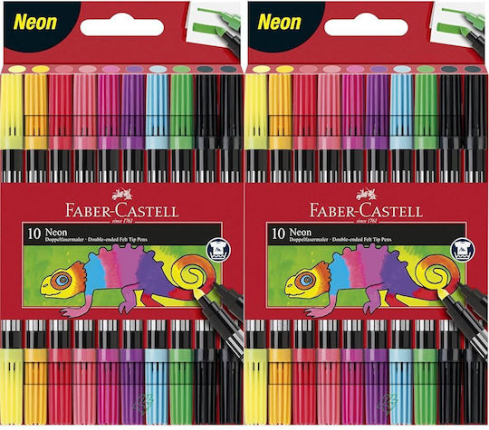 Faber-Castell Neon Drawing Markers Double Tip Set 10pcs
