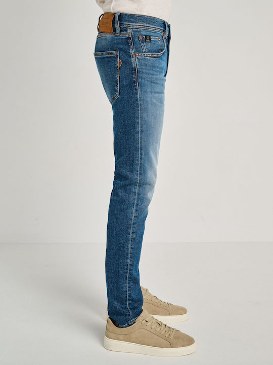 Sapphire Ανδρικό Παντελόνι Τζιν Ελαστικό με Slim Tapered Εφαρμογή Μπλε