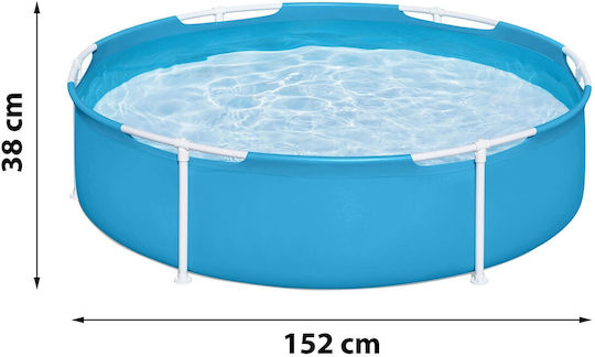 Bestway Детски Кръгъл Басейн PVC 580л с Метална Рамка 152x38см Светлосин