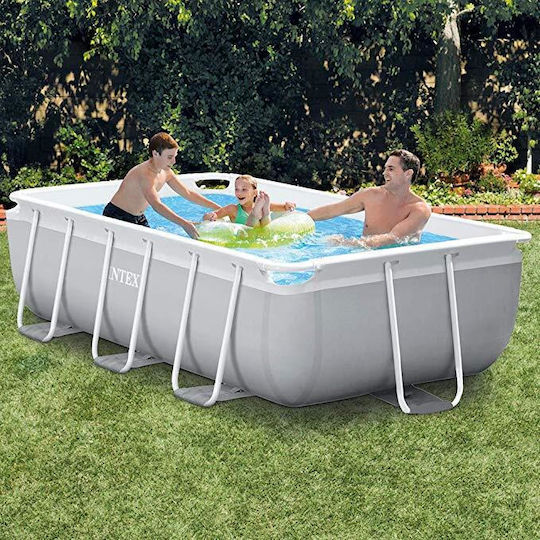 Intex Prism Metal Frame Πισίνα PVC 3539lt με Μεταλλικό Σκελετό 300x300x80εκ. Γκρι