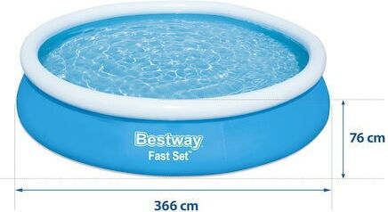Bestway Runde Schwimmbecken PVC 5377lt Aufblasbar 366x76cm Hellblaue