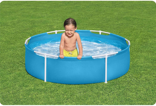 Bestway Детски Кръгъл Басейн PVC 580л с Метална Рамка 152x38см Светлосин