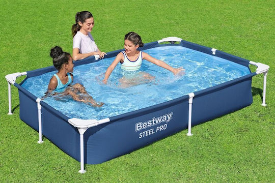 Bestway Children's PVC Swimming Pool 1200lt with Metallic Frame 221x150x43cm Blue