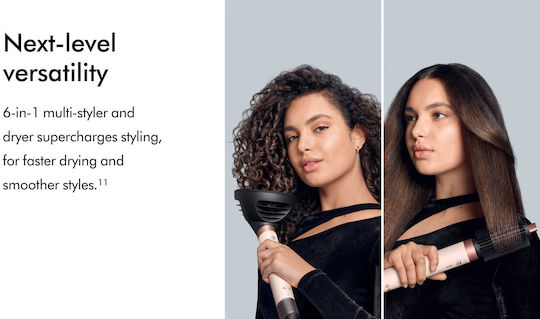 Dyson Hs09 Airwrap Co-anda2x Curly + Coily Electric Hair Brush with Air for Hair Straightening and Curls 1700W Amber Silk