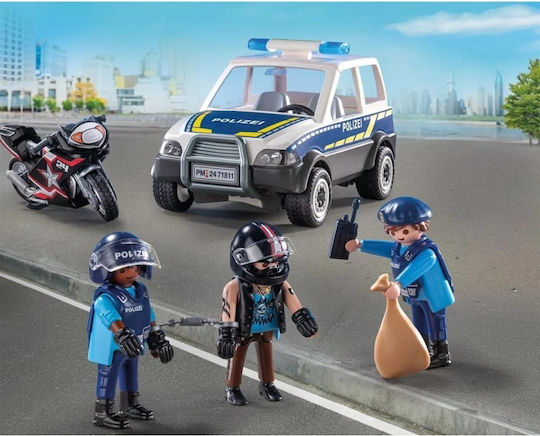 Playmobil Екшън герои Action Heroes Блокада на полицията и крадец с мотоциклет за 4-10 години